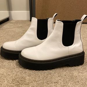 SHEIN Black and White Chelsea Boots